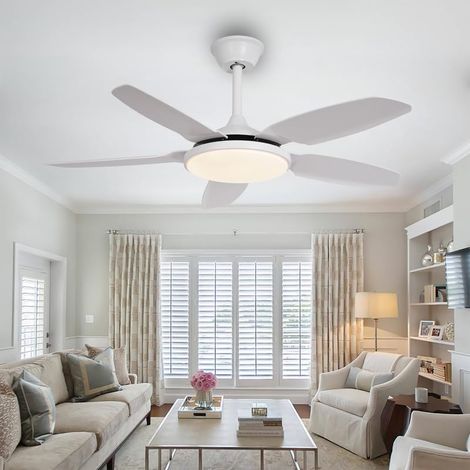 Ventilateur de plafond de 110 cm avec lumière et télécommande, Plafonnier LED à intensité variable avec 3 pales, 6 vitesses, minuterie (1/5)