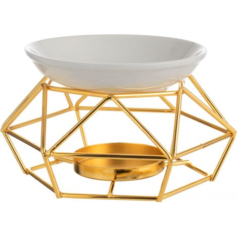 Lampe à Bougie parfumée en métal avec Support pour Bougie Chauffe-Plat(Or)