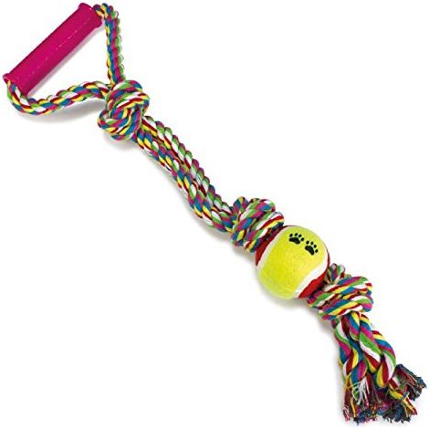Corda di cotone con manico e palla, lunga 60 cm
