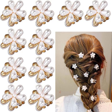 10 petites perles, pinces à cheveux fleuries, accessoires pour cheveux de femme (1/5)
