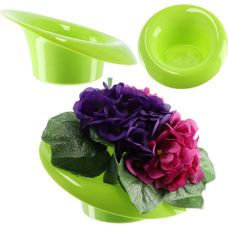 KADAX Ikebana aus Kunststoff, Blumentopf, Blumenschale, schief, 9 cm, Grün