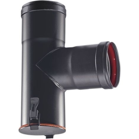 T 90° schwarz Ø80 FFM 12 mit Tappo