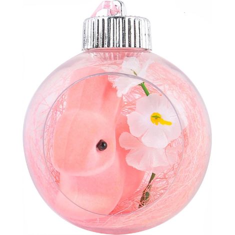Boule Décorative De Pâques - Boule Acrylique Transparente Avec Lapin En Mousse - Suspension Pour Fenêtre Ou Décoration D'Atmosphère - Lot De 1 (1/3)
