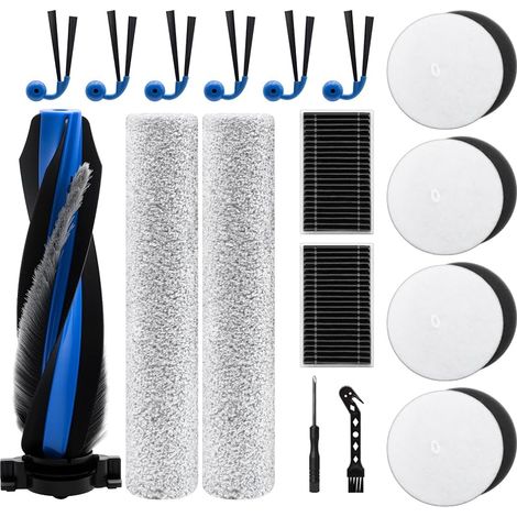 Kit di accessori da 17 pezzi per l'aspirapolvere robot ECOVACS DEEBOT X12 OmniCyclone: 1 spazzola principale, 6 spazzole laterali, 2 filtri HEPA, 4 filtri in cotone, 2 spazzole a rullo. (1/5)