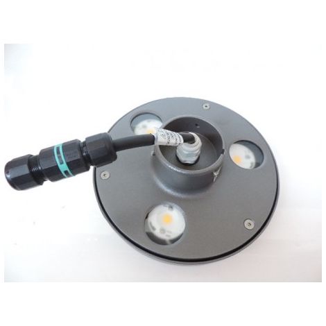 Tête LED 20W ronde Ø 208mm anthracite 3000K 1080lm pour borne ou mat Ø 60mm extérieur avec connectique IP65 PADO PRISMA 304093