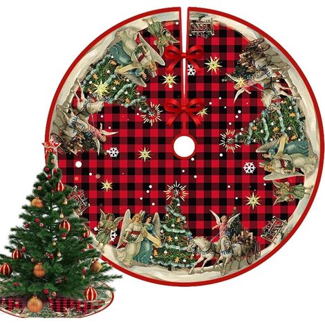 Tapis de sapin de Noël - 90 cm - Décoration de sapin de Noël - Collier de sapin - Socle de sapin - Tapis de sapin de Noël (1/5)