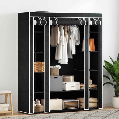 vidaXL Armario de tela compartimentos y varillas negro 45x150x176 cm (1/5)