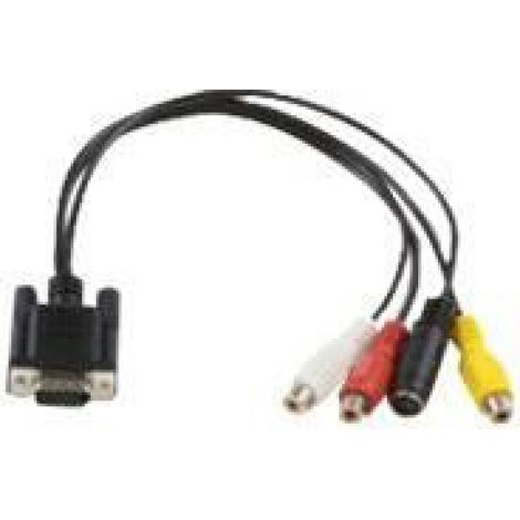 Câble Vga S-Video - 30 Cm - Connecteur D-Sub Mâle Vers Rca Et S-Video Mâle - Noir - 1 Pièce