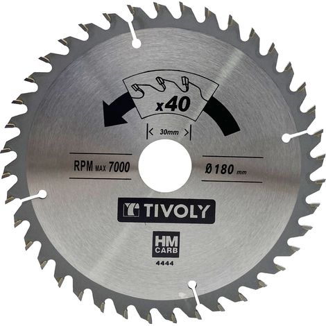 Tivoly • Hoja de Sierra Circular • Ø180mm • 40 Dientes de Carburo • Excelente Acabado • Para Sierra Portátil • Para Cortar Madera (1/2)