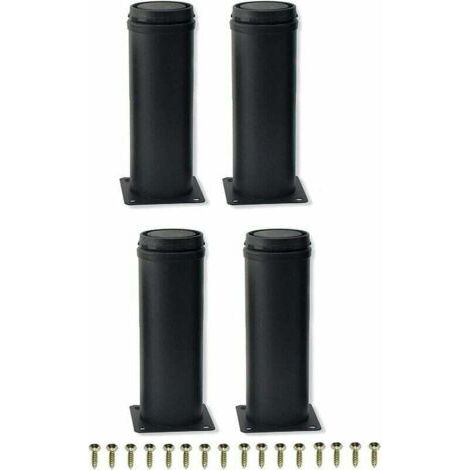4 pièces 15 cm Noir en Acier Inoxydable réglable en métal Pieds de Meubles pour Armoire Pieds de Table canapé Pieds Meubles Pied de Remplacement,Noir,15cm (1/4)
