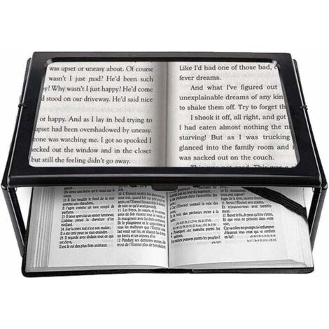 A4 Pleine Page Loupe de Lecture Loupe Sur Pied Rectangulaire Mains Libres avec 4 LED Lampe Lentille de Grossissement 3X pour Lire pour les Personnes âgées Les Aînés et Les Malvoyants de
