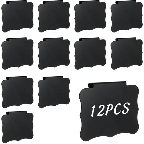Lot de 12 étiquettes amovibles à clipser pour boîtes de rangement pour panier, tiroir, étiquettes tableau noir pour poubelle, étagère, linge