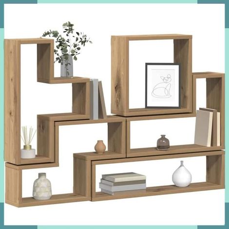 879640 Cube mural chêne artisanal 96 x 12 x 64 cm Bois d'ingénierie (1/5)