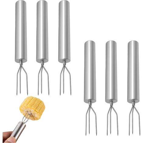 6 Pièces Fourchettes à Pommes de Terre Inox Fourchettes à Fruits et Légumes avec Embouts 3 Dents, pour Maïs Grillades et Cuisine Quotidienne (1/5)