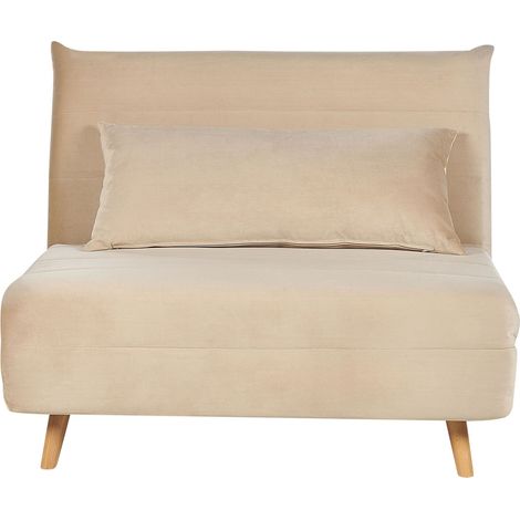 Single Sofa Bed SETTEN Velvet Sand Beige