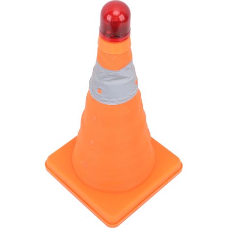 Cône de signalisation routière repliable 30x19x19cm avec feu LED et base renforcée, cône de stationnement pliable transportable en PE PP (1/5)