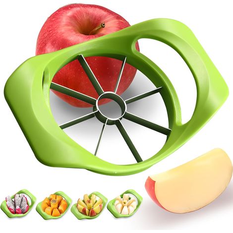 1 Trancheuse à fruits, 8 lames, acier inoxydable, vide-pomme, poignée antidérapante, pour pomme, tomate, orange (1/4)