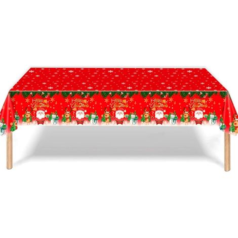 Nappe de Noël Rouge Anti-Taches 137 x 274 cm – Imperméable, Père Noël, Table