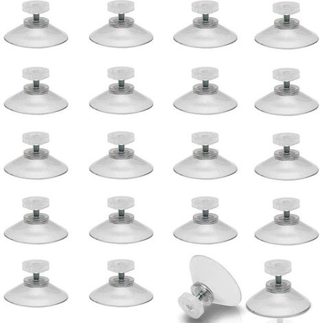 Lot de 20 ventouses transparentes filetées M5 de 40 mm, œillets de fixation à visser sans crochets pour vitre de voiture, pare-brise, pare-soleil (1/5)