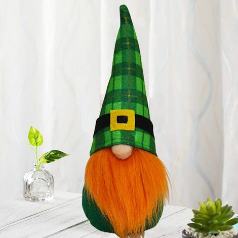 Gnome - Decoration Saint-Patrick - Figurine Sans Visage en Tissu et Fibre - 26 x 9 cm - Pour Intérieur Fête et Décoration Festive - 1 Pièce (1/5)