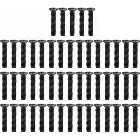 Vis à métaux tête fraisée cruciforme noire galvanisée DIN 965 – Lot de 50 vis M3 × 16 mm pour bricolage et assemblage (1/5)