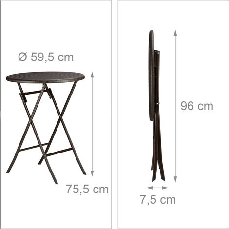 Set da giardino pieghevole moderno 82 x 60 x 50 cm 3 pezzi uso esterno elegante in plastica nera 130005248