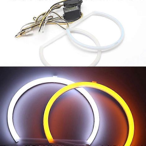 Stück SMD-Baumwoll-LED-Angel-Eyes-Set (weiß und gelb) mit Tagfahrlicht (DRL) für 85, 90, 95, 100, 105, 110, 115, 120, 126, 140, 131, 146 und 158–131 mm (Halbkreisform).