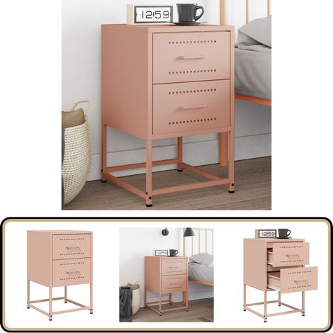 Table de chevet rose 36x39x60,5 cm acier - Table De Chevet Industrielle - Table De Nuit Rose - Meuble De Chambre - Armoire De Chevet - Rangement Salle De Chambre (1/5)