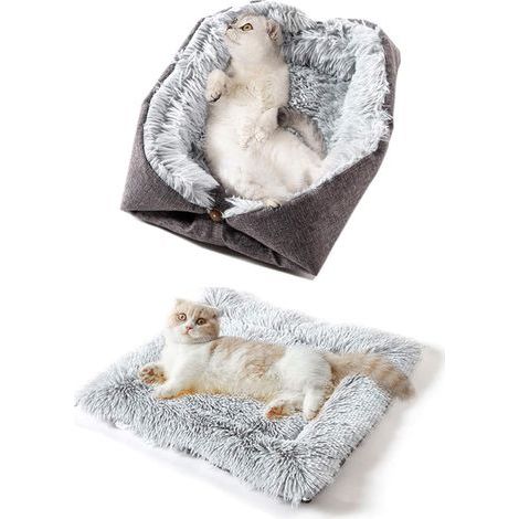 Panier Pour Chat - Coussin Plush Réversible 61x51 cm - Utilisation Double Lit ou Couverture - Pour Chatons Chiots et Petits Animaux - 1 Pièce (1/5)
