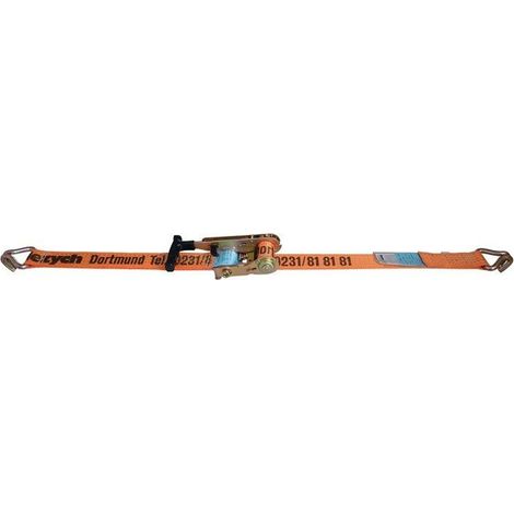 Sangle de fixation DoRapid L.8m Larg.50mm avec tendeur à cliquet à serrage rapide + crochet à pointe LC U 5000 daN (1/3)