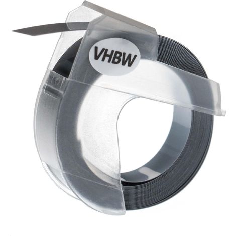 vhbw 3D Embossing Label Tape compatible with Dymo Omega Home S0717930 Label Printer 3m x 9 mm, White on Silver (1/2)