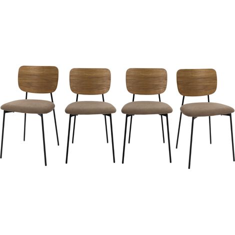 CALICOSY - Lot de 4 Chaises en tissu côtelé taupe L44 cm - NOAN (1/5)