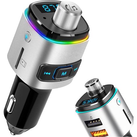 Bluetooth-FM-Transmitter-Adapter fürs Auto – Bluetooth-Freisprecheinrichtung mit USB-A-QC-3.0-Ladegerät – für Freisprechanrufe und Musik