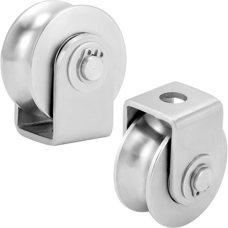 2 x Stainless Steel Idler Pulley with Welding Bracket, Diameter 48 mm, Load Capacity 250 kg, Suitable for Automatic Gates and Steel Cable up to 10 mm (1/5)