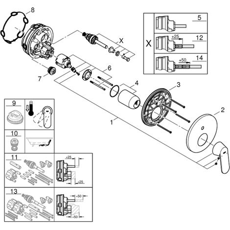 Grohe Eurosmart Duschsystem, Unterputz, Set mit Tempesta 250 (1/5)