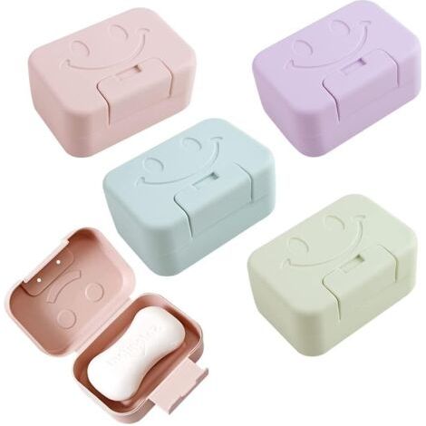 4er-Pack Reise Seifendose, Seifenhalter mit Deckel, tragbare Seifendose aus Kunststoff, Seifenetui, Seifenaufbewahrungsbox, leicht zu reinigen für Badezimmer, Waschbecken, Reise (1/5)
