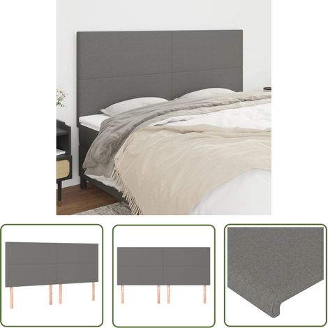 The Living Store Têtes de lit 4 pcs Gris foncé 80x5x78/88 cm Tissu - Tête De Lit - Têtière De Lit - Meuble De Chambre - Literie - Décoration Chambre (1/5)