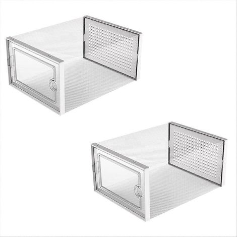 Boîte de rangement à chaussures, boîtes de rangement à chaussures transparentes empilables, blanches (1/5)