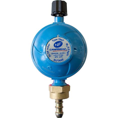 Robinet Détendeur Gaz 28 Mbar - 1 Unité - Métal - Débit 500g/h - Pour Bouteille Campingaz - Extérieur (1/2)