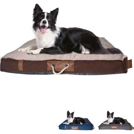 Cuscino rettangolare per animali domestici - Misura 78x58x10 cm - Materassino morbido con maniglia in tessuto lavabile, lettino per cani e gatti - Mar (1/5)