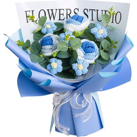 Bouquet De Fleurs Au Crochet Avec Guirlande Lumineuse LED - Décoration Intérieure Maison Bureau Mariage - Lot 1 Pièce (1/5)