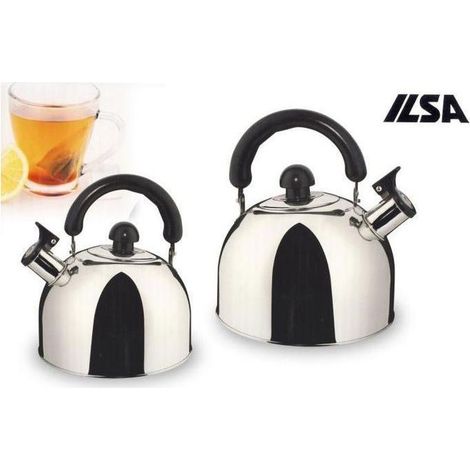 Ilsa 112500 Bollitore in Acciaio Inox con Fischietto 3 L Fondo Adatto Induzione Manico Bachelite colore Argento