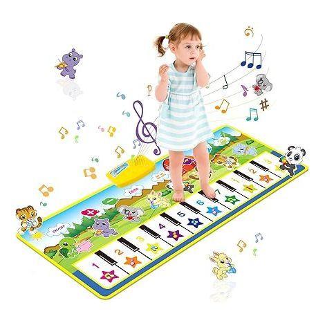 Tapis de piano pour enfants, tapis de musique pour piano, tapis de danse, tapis musical, jouet cadeau pour enfants garçons et filles, tout-petits (100 × 36 cm) (1/5)