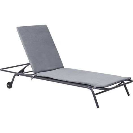 Tumbona de jardín con estructura de metal gris oscuro y tejido olefínico reclinable gris Volterra