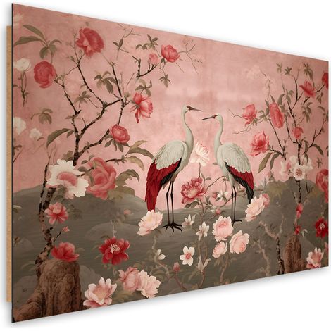 Deco panel picture, Chinoiserie Flowers and Birds - 90x60 (1/5)