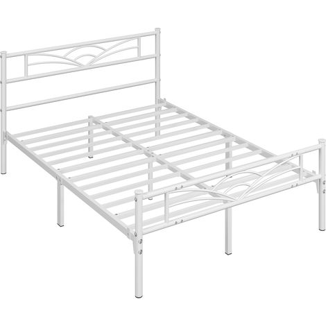 Yaheetech Struttura Letto in Ferro con Spazio Aggiuntivo per Camera da Letto Ospiti Soggiorno Matrimoniale 140 x 200 cm Bianco (1/5)