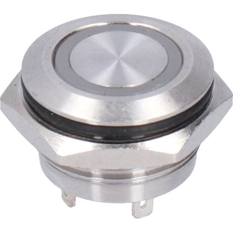 Adatto per confezione da 5 interruttori a pulsante in metallo impermeabili da 16 mm con indicatore LED blu a ripristino automatico, DC 36V.