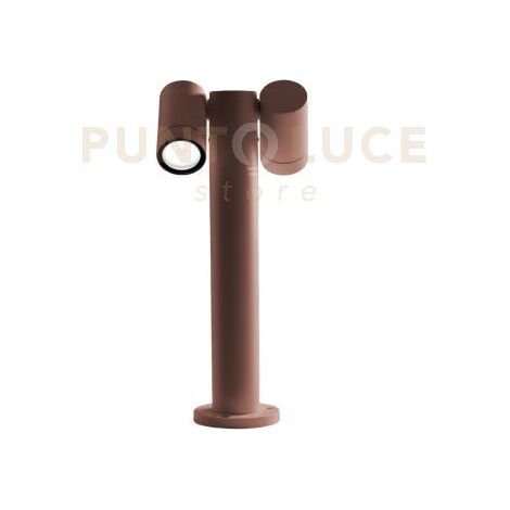 GES1112- PALETTO IN ALLUMINIO 2 LUCI ATTACCO GU10 MARRONE IP65 H.45CM ORIENTABILE