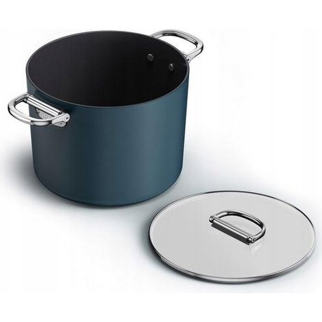 Olla antiadherente Joseph Joseph Space de 25 cm (8.5 qt), mango plegable de acero inoxidable, apta para inducción y horno hasta 232°C, fácil almacenamiento.