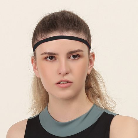 Bandeau sportif anti-glisse avec bordure en silicone pour hommes et femmes - Tennis, running, fitness - Noir (1/5)